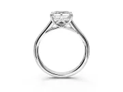 Solitaire Engagement Ring Setting for Asscher Cut Center with Cathedral Band and Prong Head in Sterling Silver