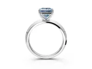 Solitaire Engagement Ring Setting for Fancy Blue Princess Cut Center with Wide Knife Ridge Band and Prong Head in Platinum