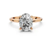 Minimalist Solitaire Engagement Ring Setting for Oval Center with Thin Band and Prong Head in Rose Gold