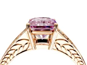 Split Shank Engagement Ring Setting for Fancy Pink Radiant Cut Center with Pave Split Shank and Prong Head in Rose Gold