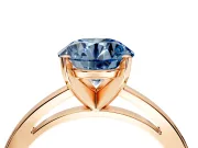 Solitaire Engagement Ring Setting for Fancy Blue Round Cut Center with Basket Rail and Prong Head in Rose Gold