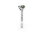 Solitaire Engagement Ring Setting for Fancy Green Heart-Shaped Center with Bezel-Dot Beaded Band and Prong Head in Platinum