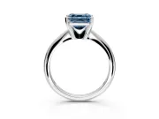 Solitaire Engagement Ring Setting for Fancy Blue Asscher Cut Center with Knife Ridge Band and Claw Prong Head in Sterling Silver