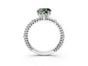 Rope Engagement Ring Setting for Fancy Green Heart-Shaped Center with Accent Shoulders and Prong Head in Platinum