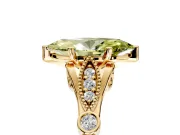 Solitaire Engagement Ring Setting for Fancy Yellow Marquise Center with Marquise and Bezel Accents and Prong Head in Yellow Gold