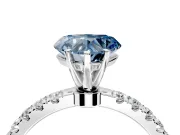 Open Basket Engagement Ring Setting for Fancy Blue Heart-Shaped Center with Pave Band and Prong Head in Sterling Silver