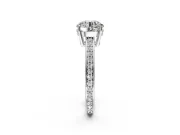Solitaire Engagement Ring Setting for Round Cut Center with Channel-Set Accent Band and Prong Head in White Gold