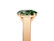 Solitaire Engagement Ring Setting for Fancy Green Oval Center with Tapered Split Shoulders and Prong Head in Rose Gold