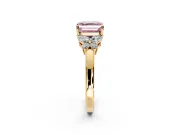 Solitaire Engagement Ring Setting for Fancy Pink Asscher Cut Center with Marquise Flower Shoulders and Prong Head in Yellow Gold