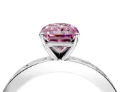 Solitaire Engagement Ring Setting for Fancy Pink Radiant Cut Center with Channel Baguette Band and Prong Head in White Gold