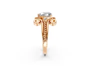 Solitaire Engagement Ring Setting for Heart-Shaped Center with Twisted Band and Scroll Prong Head in Rose Gold