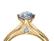 Solitaire Engagement Ring Setting for Fancy Blue Marquise Center with Milgrain Cathedral Band and Prong Head in Yellow Gold