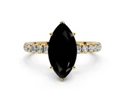 Open Basket Engagement Ring Setting for Fancy Black Marquise Center with Pave Band and Prong Head in Yellow Gold