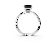 Side Accent Engagement Ring Setting for Fancy Black Asscher Cut Center with Accent Shoulders and Prong Head in White Gold