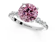 Solitaire Engagement Ring Setting for Fancy Pink Round Cut Center with Alternating Size Accents and Prong Head in Platinum