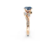 Solitaire Engagement Ring Setting for Fancy Blue Round Cut Center with Marquise Accent Twist Band and Prong Head in Rose Gold