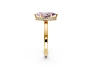 Hidden Halo Engagement Ring Setting for Fancy Pink Marquise Center with Wide Flat Plain Band and Prong Head in Yellow Gold