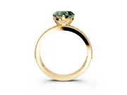 Milgrain Pave Engagement Ring Setting for Fancy Green Heart-Shaped Center with Accent Band and Prong Head in Yellow Gold