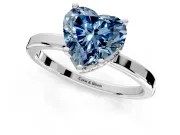 Hidden Halo Engagement Ring Setting for Fancy Blue Heart-Shaped Center with Wide Flat Plain Band and Prong Head in White Gold