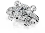 Solitaire Engagement Ring Setting for Round Cut Center with Twisted Band and Scroll Prong Head in Platinum
