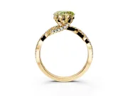 Solitaire Engagement Ring Setting for Fancy Yellow Heart-Shaped Center with Narrow Twist Pave Band and Prong Head in Yellow Gold