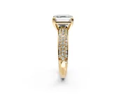 Solitaire Engagement Ring Setting for Asscher Cut Center with Multi-Row Pave Accents and Basket Head in Yellow Gold