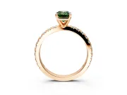 Solitaire Engagement Ring Setting for Fancy Green Emerald Cut Center with Fine Pave Band and Claw Prong Head in Rose Gold