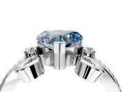 Solitaire Engagement Ring Setting for Fancy Blue Heart-Shaped Center with Twisted Band and Scroll Prong Head in Platinum