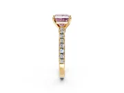 Solitaire Engagement Ring Setting for Fancy Pink Princess Cut Center with Single Row Accent Band and Prong Head in Yellow Gold