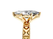 Solitaire Engagement Ring Setting for Marquise Center with XO Engraved Band and Prong Head in Yellow Gold