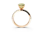 Open Basket Engagement Ring Setting for Fancy Yellow Princess Cut Center with Pave Band and Prong Head in Rose Gold