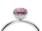 Solitaire Engagement Ring Setting for Fancy Pink Radiant Cut Center with Plain Band, Open Basket and Prong Head in Sterling Silver