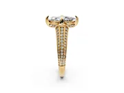 Solitaire Engagement Ring Setting for Marquise Center with Accented Split Shank and Prong Head in Yellow Gold