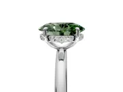 Hidden Halo Engagement Ring Setting for Fancy Green Oval Center with Thin Rounded Band and Prong Head in White Gold