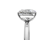 Low-Set Solitaire Engagement Ring Setting for Radiant Cut Center with Thin Plain Band and Prong Head in Platinum