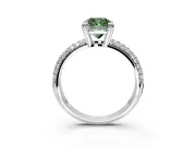 Solitaire Engagement Ring Setting for Fancy Green Cushion Cut Center with Multi-Row Pave Accents and Basket Head in Platinum
