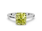 Solitaire Engagement Ring Setting for Fancy Yellow Radiant Cut Center with Narrow Cathedral Band and Prong Head in Sterling Silver