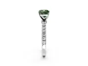 Open Basket Engagement Ring Setting for Fancy Green Cushion Cut Center with Pave Band and Prong Head in Platinum
