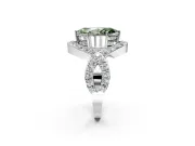 Halo Engagement Ring Setting for Fancy Green Marquise Center with Pave Infinity Twist Band and Prong Head in Sterling Silver