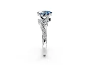 Solitaire Engagement Ring Setting for Fancy Blue Oval Center with Marquise Accent Twist Band and Prong Head in White Gold