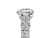 Solitaire Engagement Ring Setting for Princess Cut Center with Pave Cathedral Shoulders and Prong Head in Platinum