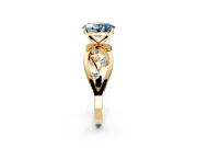 Solitaire Engagement Ring Setting for Fancy Blue Oval Center with Criss-Cross Accent Band and Prong Head in Yellow Gold
