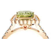 Milgrain Floral Halo Engagement Ring Setting for Fancy Yellow Princess Cut Center with Pave Band and Prong Head in Rose Gold