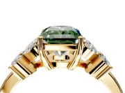 Floral Engagement Ring Setting for Fancy Green Radiant Cut Center with Marquise Cluster Shoulders and Prong Head in Yellow Gold