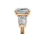 3 Stone Engagement Ring Setting for Asscher Cut Center with Large Pear-Shaped Accents and Prong Head in Rose Gold