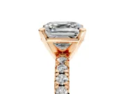 Solitaire Engagement Ring Setting for Asscher Cut Center with Large Accents and Prong Head in Rose Gold