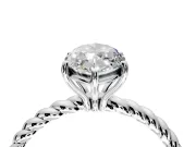 Solitaire Engagement Ring Setting for Marquise Center with Plain Twisted Rope Band and Prong Head in Platinum