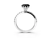 Open Basket Engagement Ring Setting for Fancy Black Heart-Shaped Center with Pave Band and Prong Head in Sterling Silver