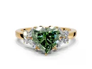 Solitaire Engagement Ring Setting for Fancy Green Heart-Shaped Center with Marquise Flower Shoulders and Prong Head in Yellow Gold
