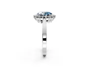 Starburst Halo Engagement Ring Setting for Fancy Blue Oval Center with Flat Cathedral Band and Prong Head in Platinum